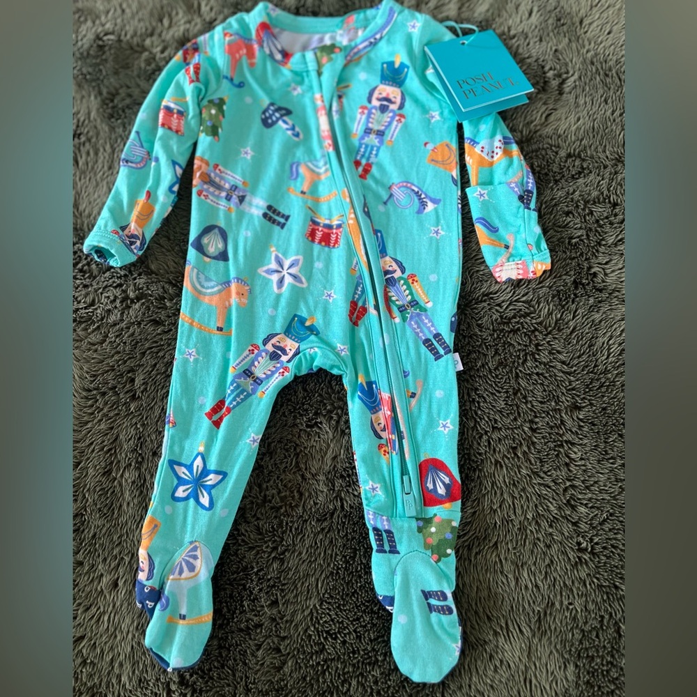Posh Peanut NEW Holiday Christmas Nutcracker Footie Zip Preemie Bamboo